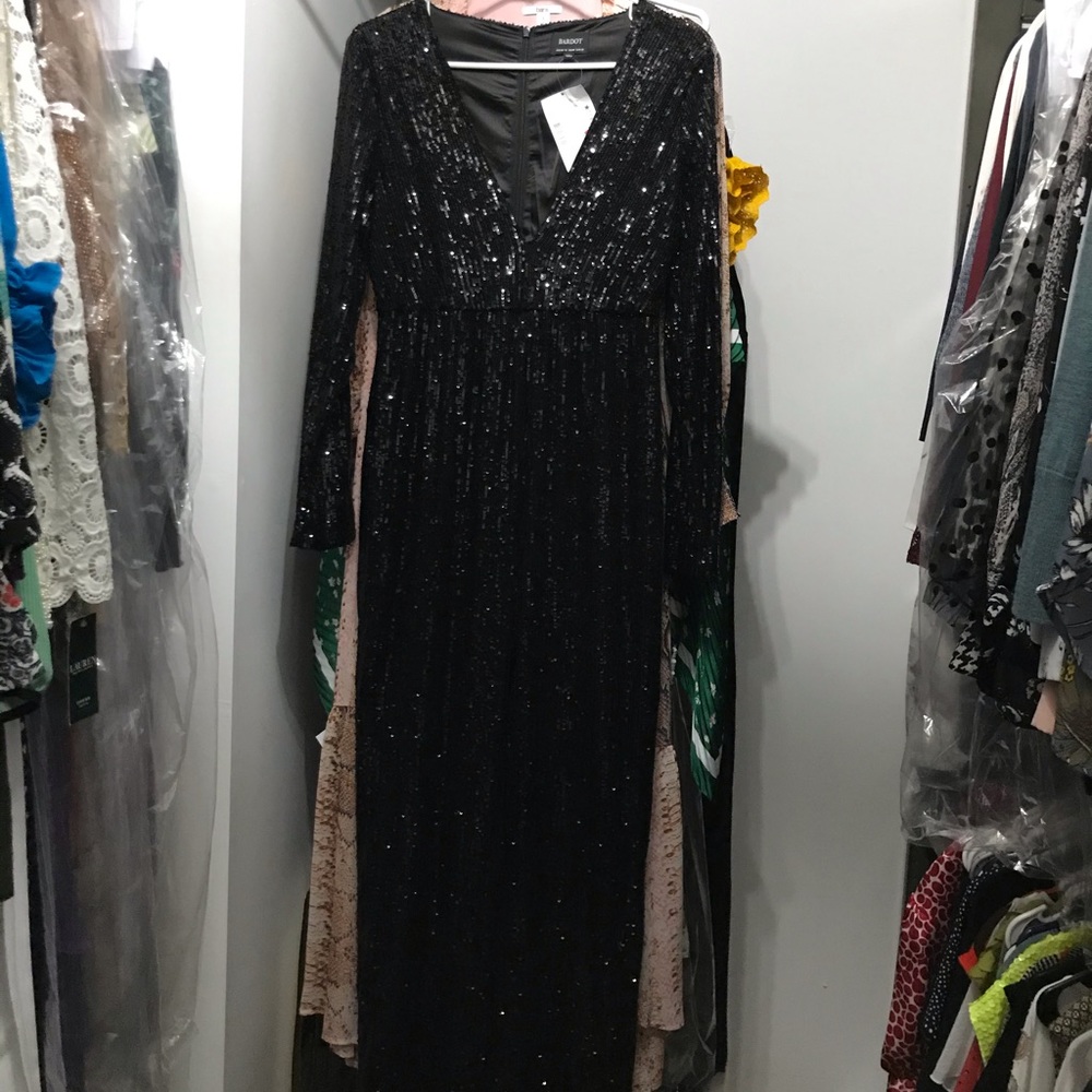 NWT Blk Bardot Sequined Pantsuit